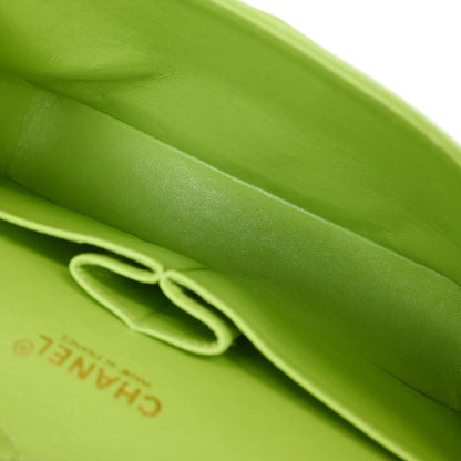 Chanel 2002-2003 Light Green Lambskin Medium Classic Double Flap Shoulder Bag