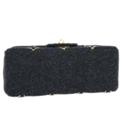 Chanel 2003-2004 Gray Wool Wild Stitch Shoulder Bag