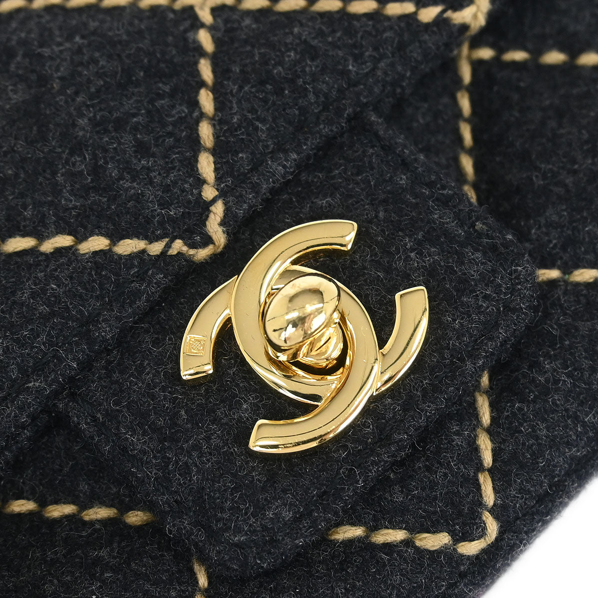 Chanel 2003-2004 Gray Wool Wild Stitch Shoulder Bag