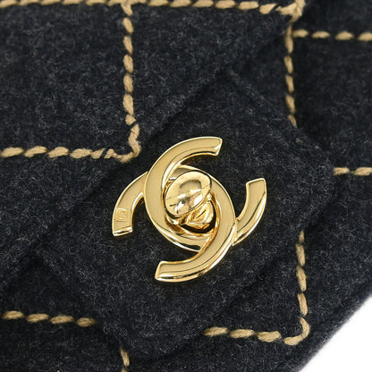 Chanel 2003-2004 Gray Wool Wild Stitch Shoulder Bag