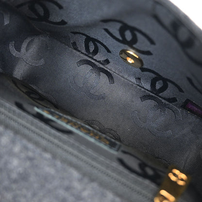 Chanel 2003-2004 Gray Wool Wild Stitch Shoulder Bag