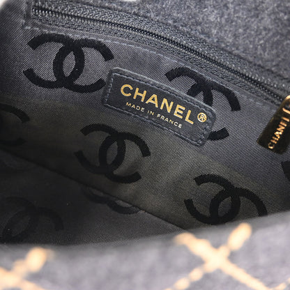 Chanel 2003-2004 Gray Wool Wild Stitch Shoulder Bag