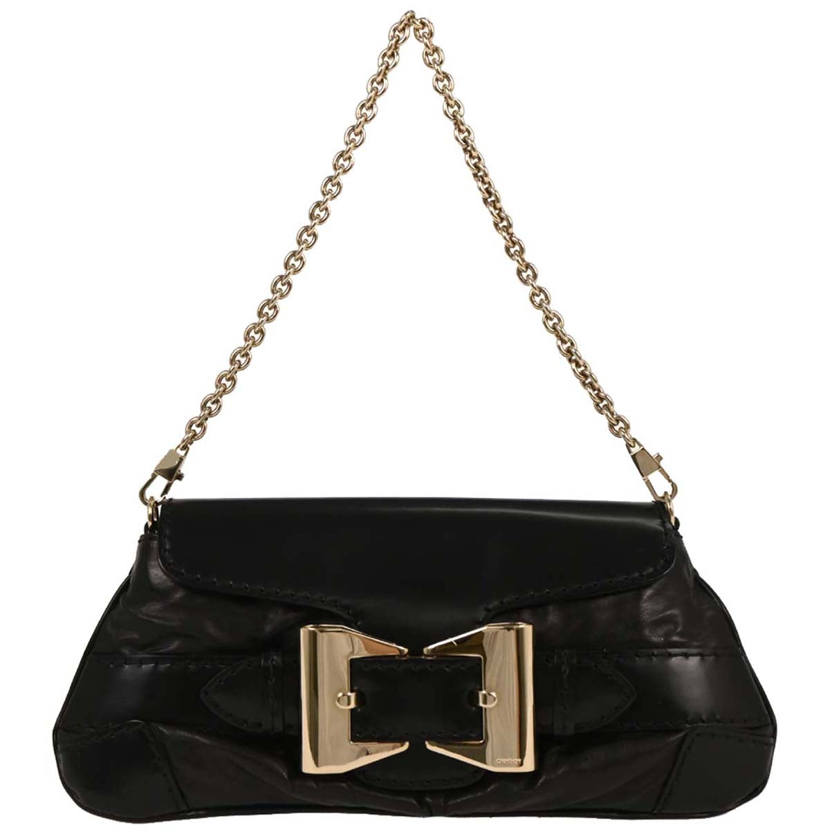 Gucci Black Leather Queen Chain Handbag