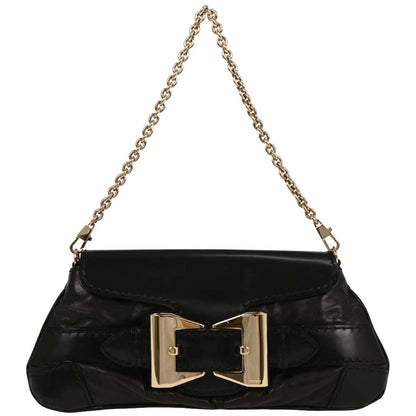 Gucci Black Leather Queen Chain Handbag