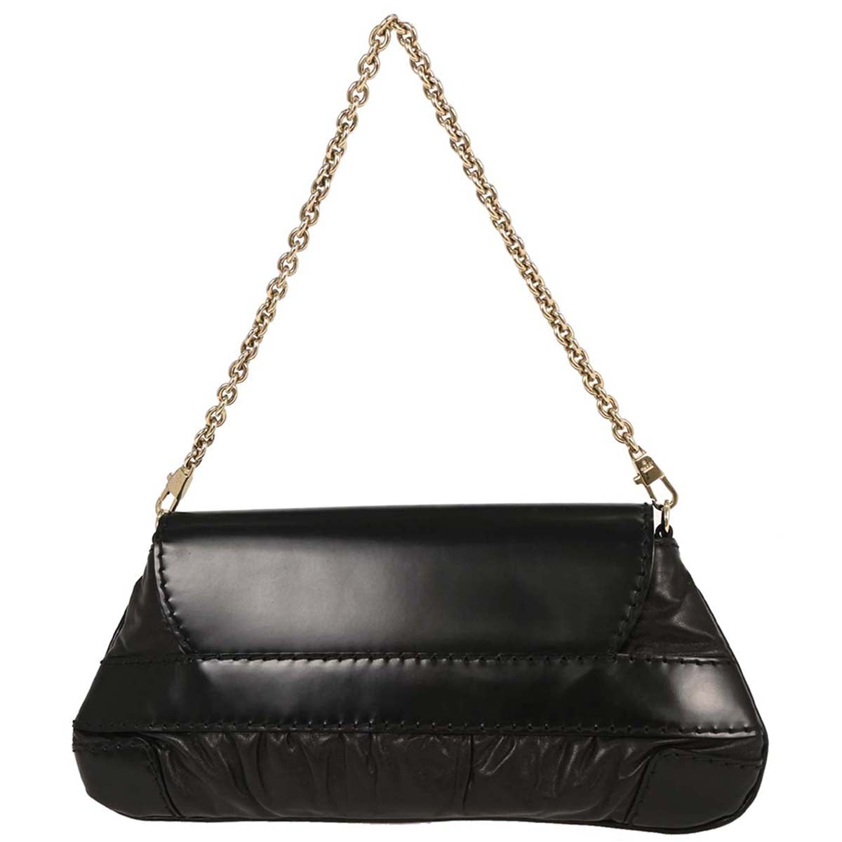 Gucci Black Leather Queen Chain Handbag