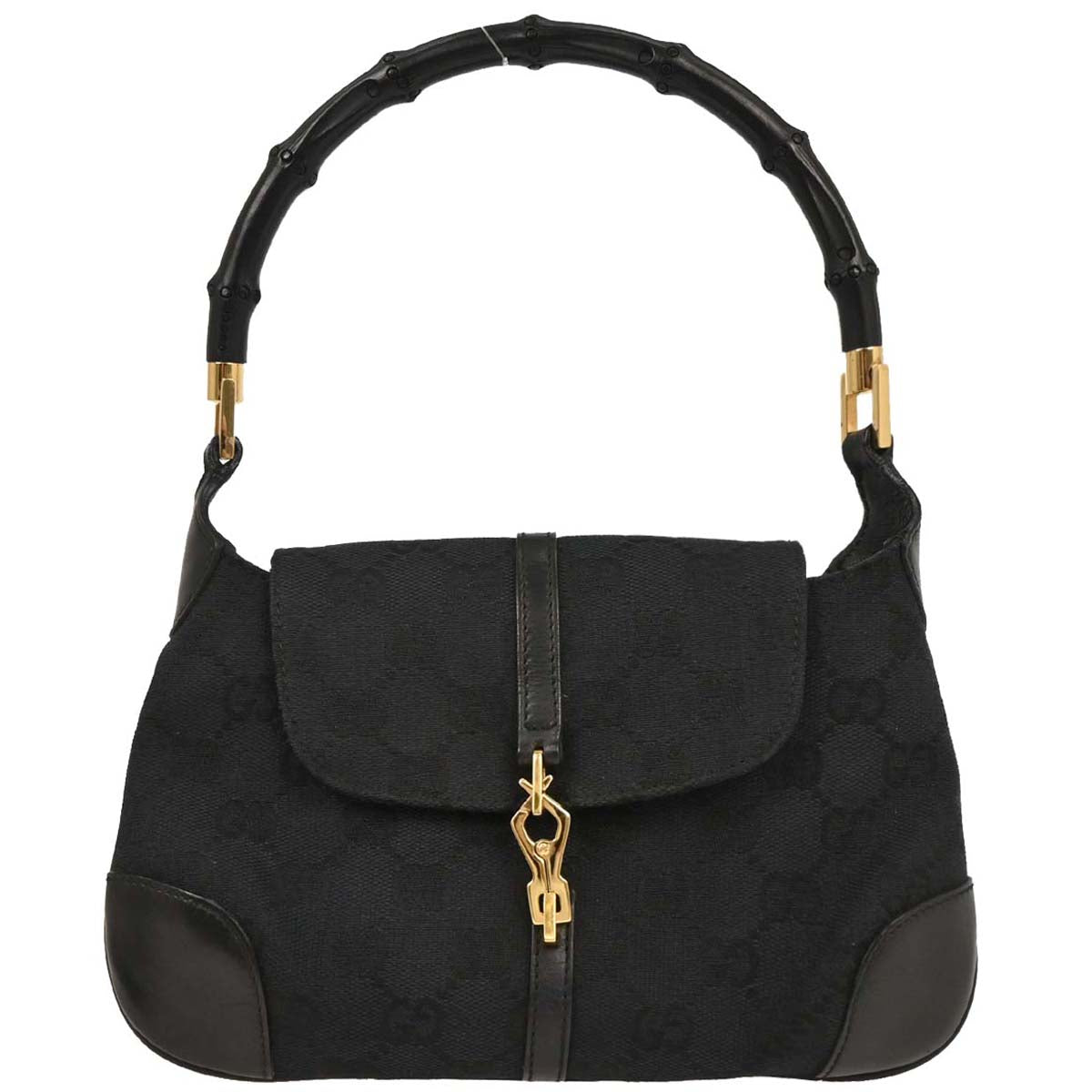 Gucci Black Bamboo GG Handbag