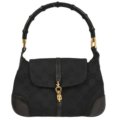 Gucci Black Bamboo GG Handbag