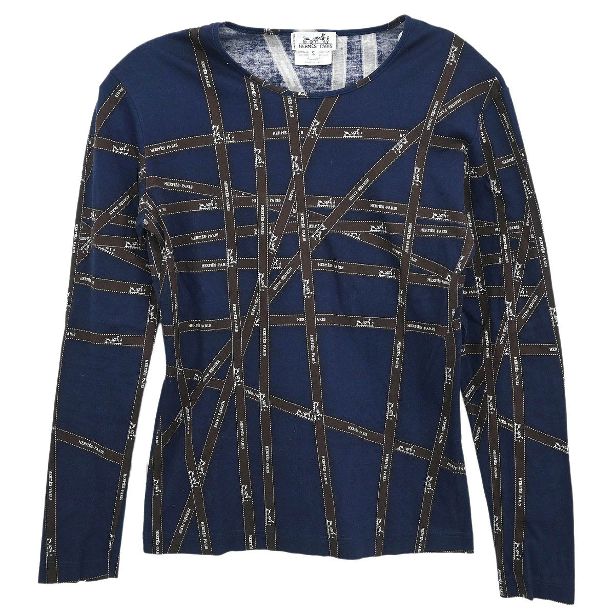 Hermes Long Sleeve T-shirt Top Navy #S