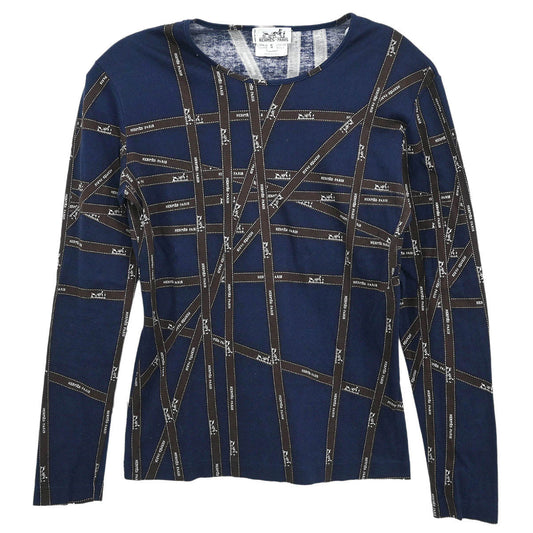 Hermes Long Sleeve T-shirt Top Navy #S