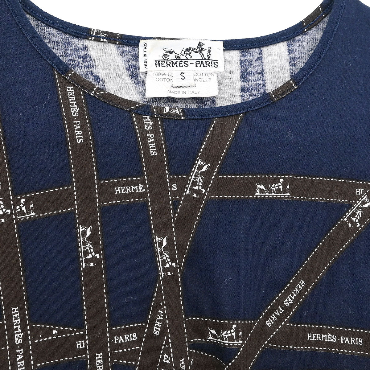 Hermes Long Sleeve T-shirt Top Navy #S