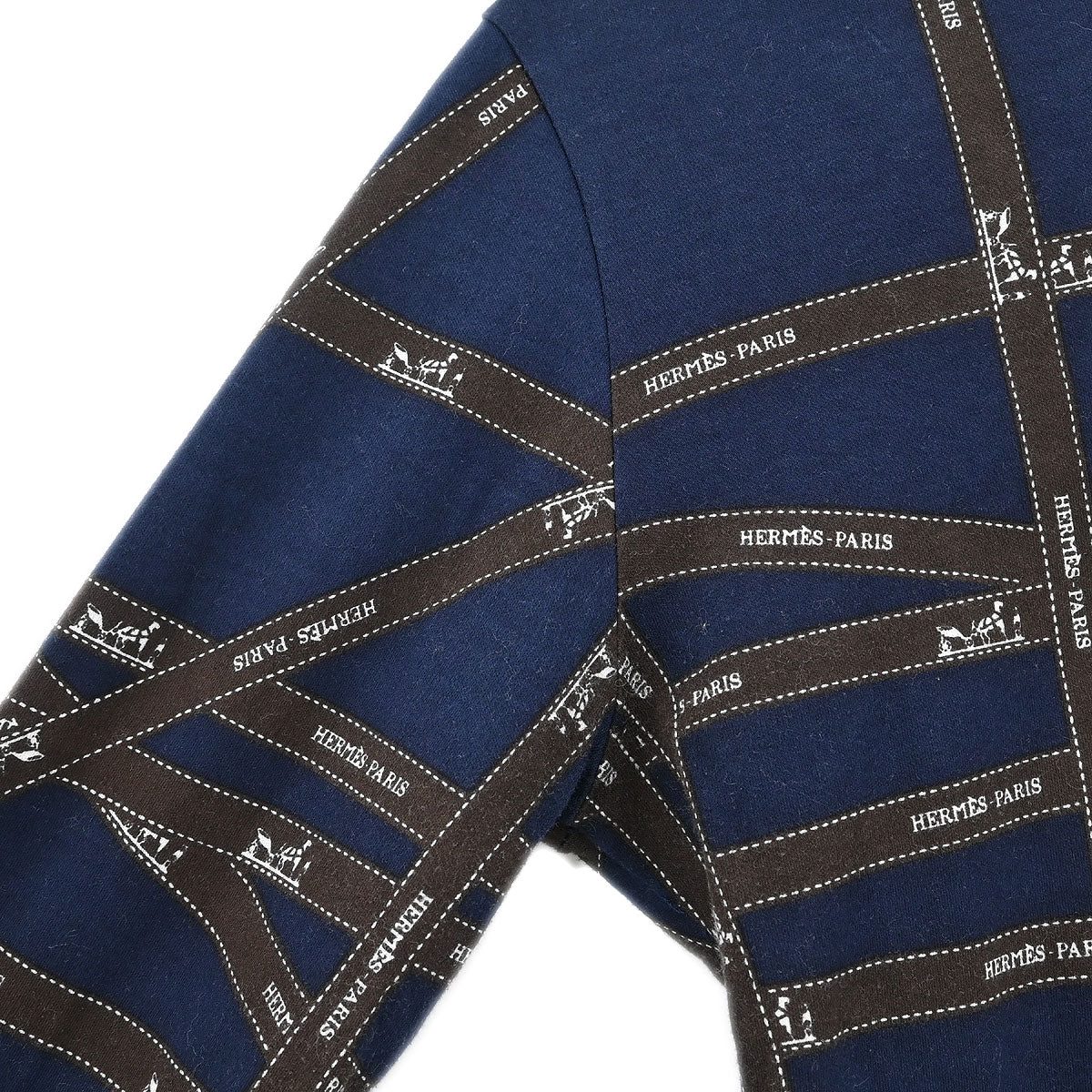 Hermes Long Sleeve T-shirt Top Navy #S