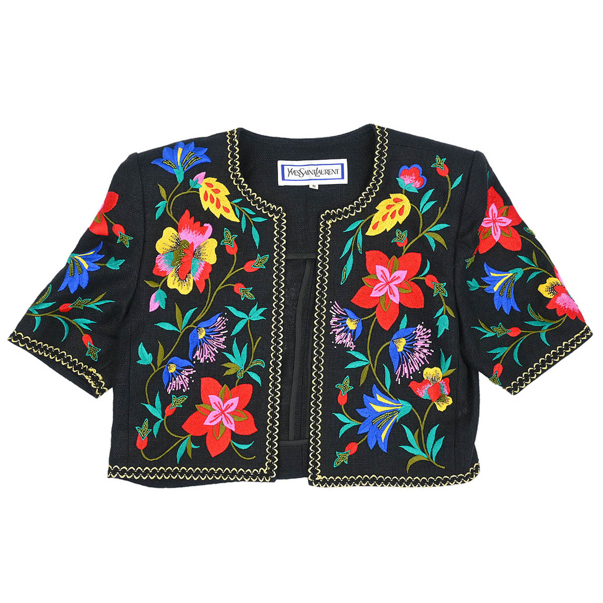 Yves Saint Laurent Collarless Jacket Black #S