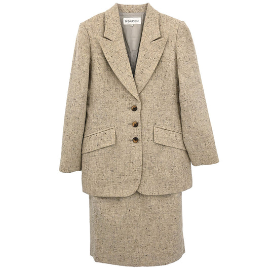 Yves Saint Laurent Setup Suit Jacket Skirt Beige #34
