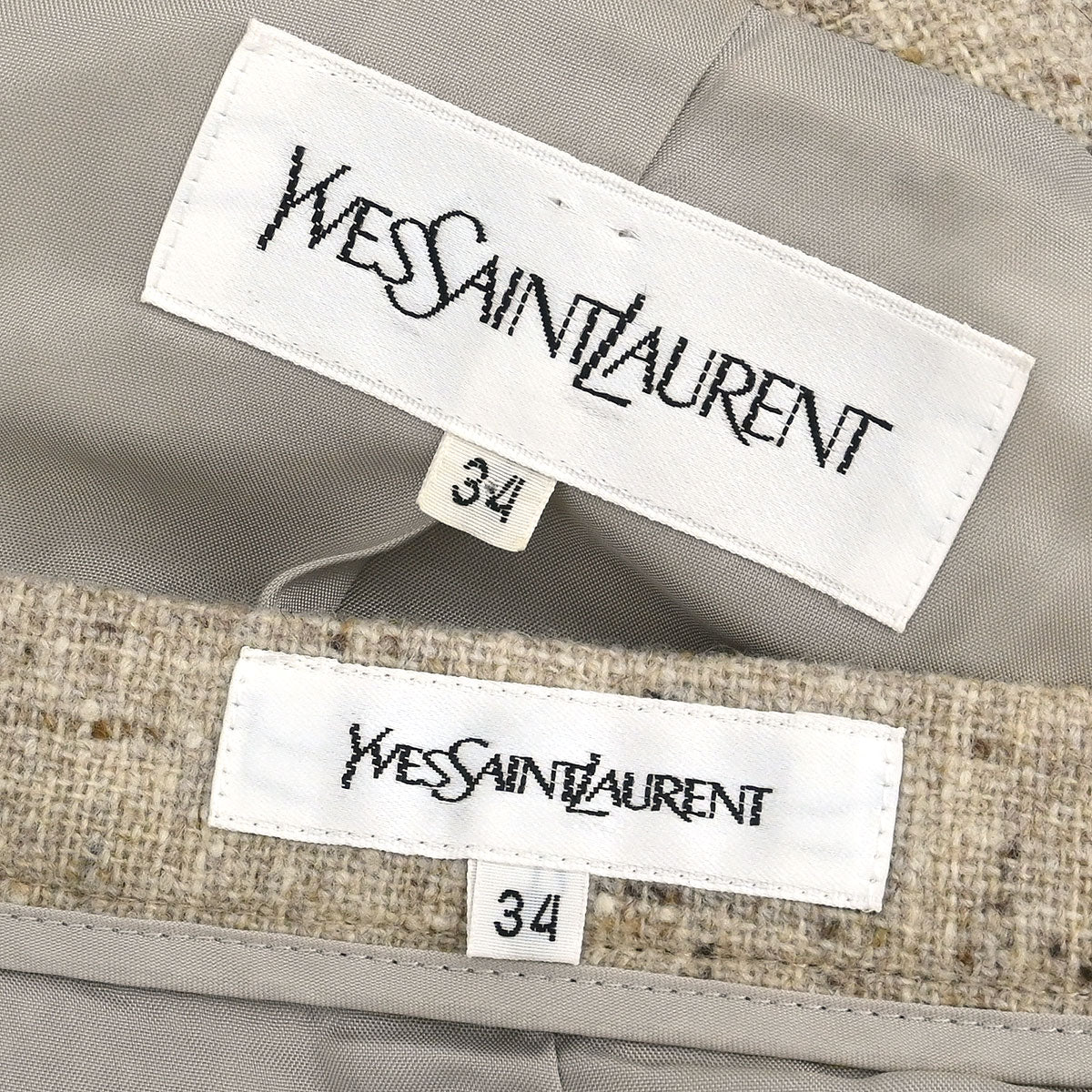 Yves Saint Laurent Setup Suit Jacket Skirt Beige #34