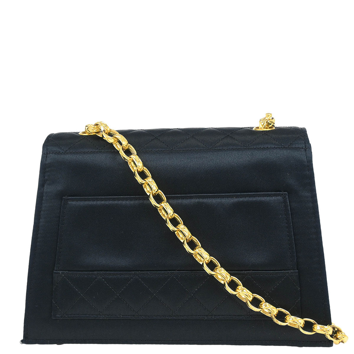 Chanel 1989-1991 Black Satin Shoulder Bag