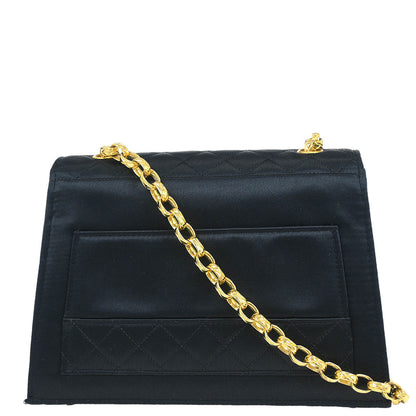 Chanel 1989-1991 Black Satin Shoulder Bag