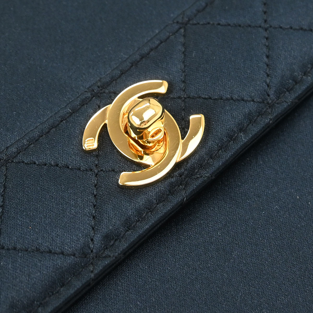 Chanel 1989-1991 Black Satin Shoulder Bag