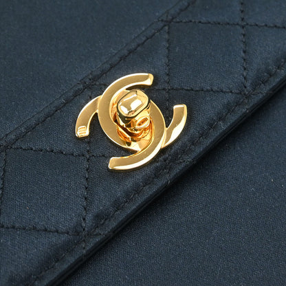 Chanel 1989-1991 Black Satin Shoulder Bag