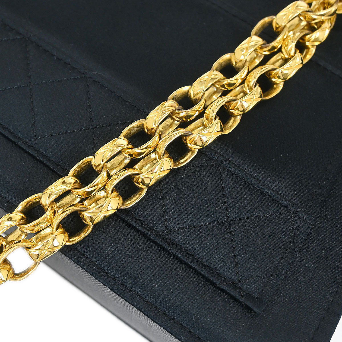 Chanel 1989-1991 Black Satin Shoulder Bag