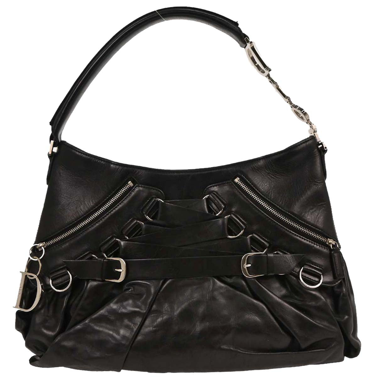 Christian Dior 2004 Black Leather Corset Handbag