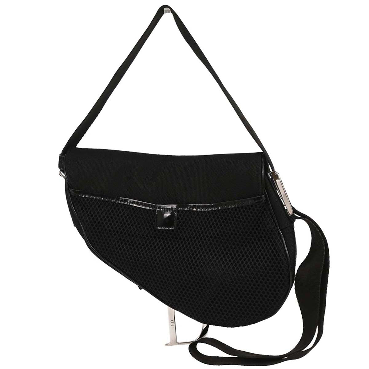 Christian Dior Black Nylon Saddle Shoulder Bag