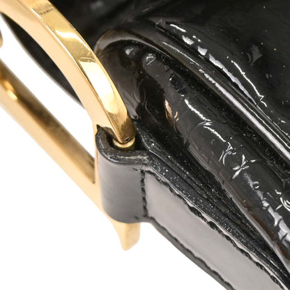Christian Dior Black Patent Leather Double Saddle Handbag