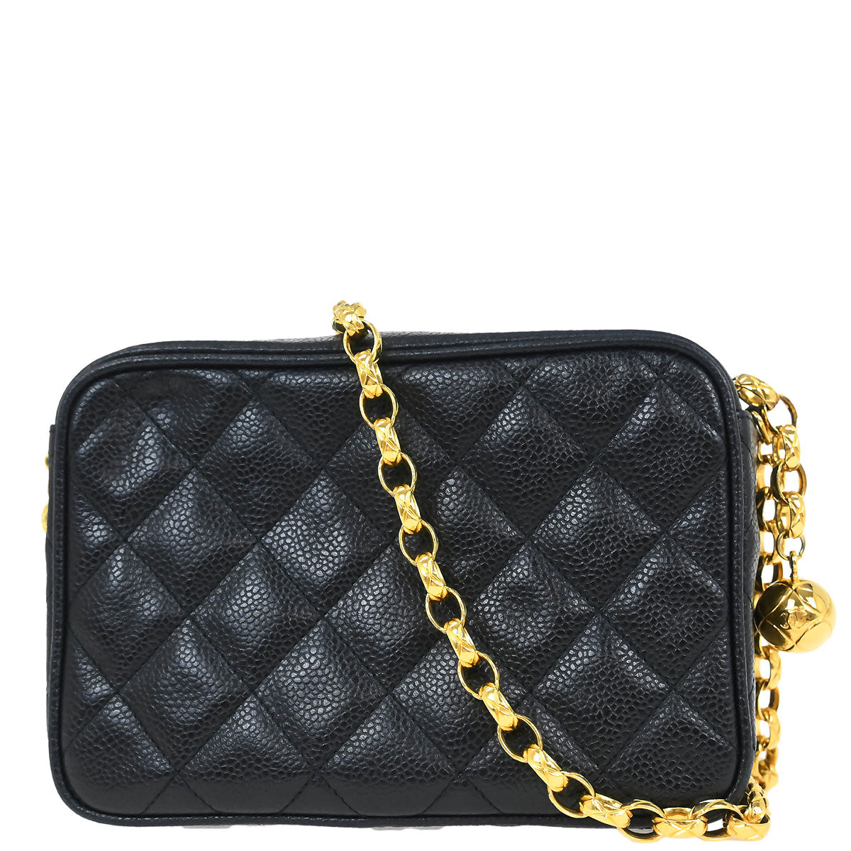 Chanel 1991-1994 Black Caviar Camera Bag Mini