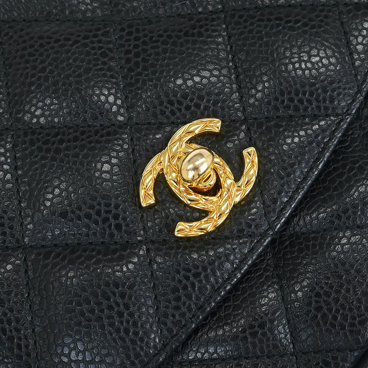 Chanel 1991-1994 Black Caviar Camera Bag Mini