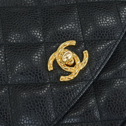Chanel 1991-1994 Black Caviar Camera Bag Mini
