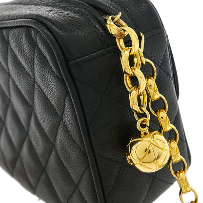 Chanel 1991-1994 Black Caviar Camera Bag Mini