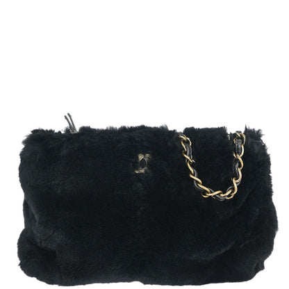 Chanel * 2000-2002 Black Rabbit Fur Shoulder Bag