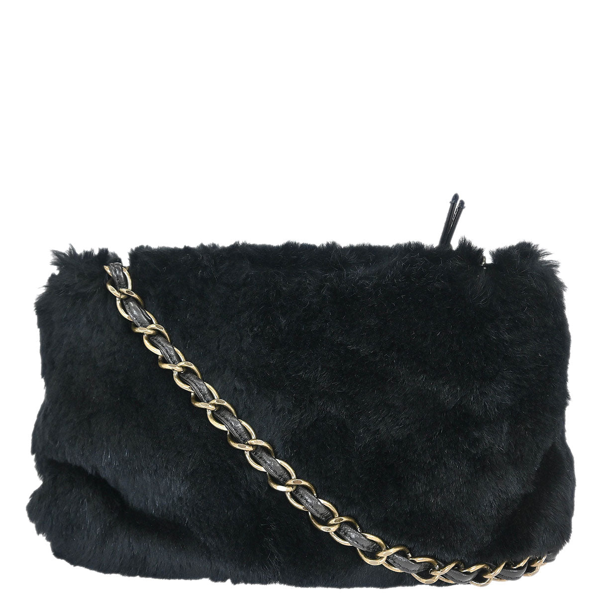 Chanel * 2000-2002 Black Rabbit Fur Shoulder Bag