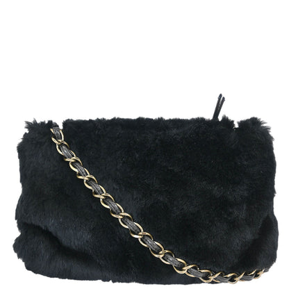 Chanel * 2000-2002 Black Rabbit Fur Shoulder Bag
