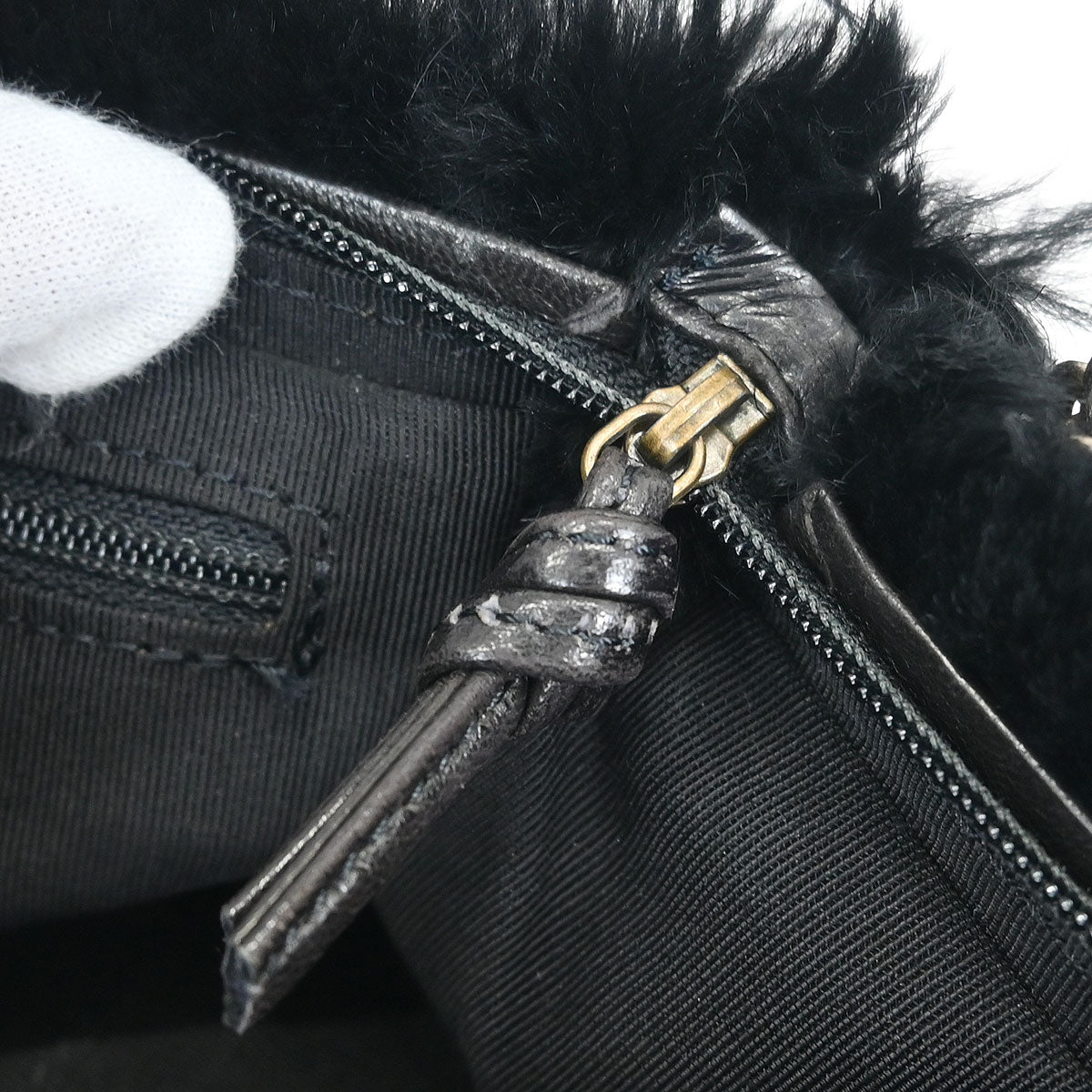 Chanel * 2000-2002 Black Rabbit Fur Shoulder Bag