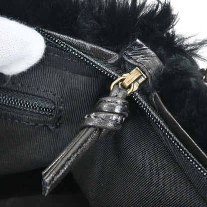 Chanel * 2000-2002 Black Rabbit Fur Shoulder Bag