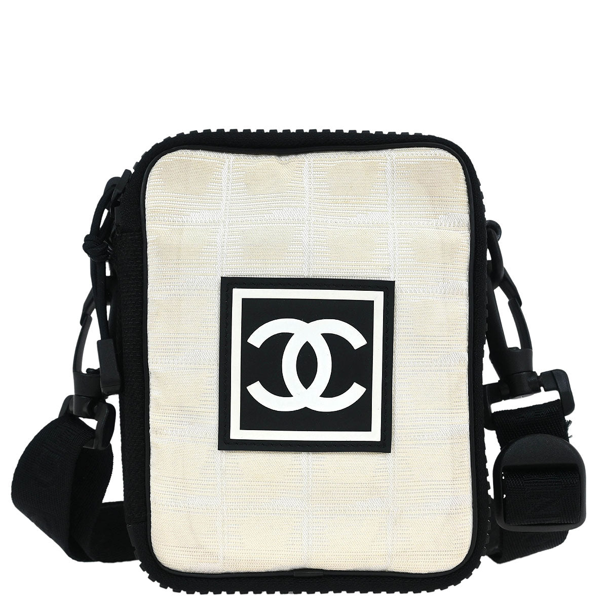 Chanel 2003-2004 White Nylon Travel Line Shoulder Bag