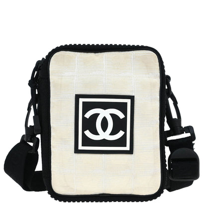 Chanel 2003-2004 White Nylon Travel Line Shoulder Bag