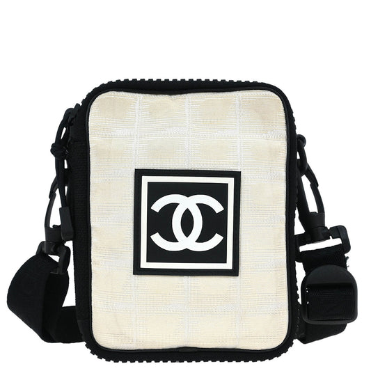Chanel 2003-2004 White Nylon Travel Line Shoulder Bag
