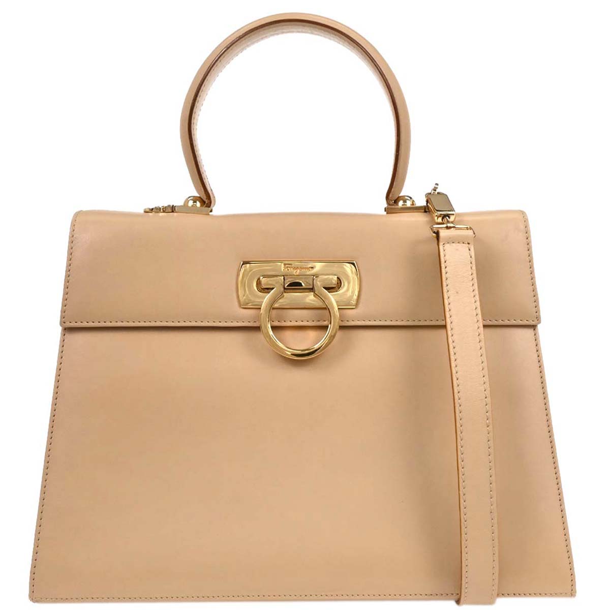 Salvatore Ferragamo Beige Gancini 2way Shoulder Handbag