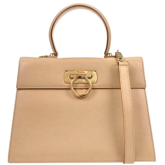 Salvatore Ferragamo Beige Gancini 2way Shoulder Handbag