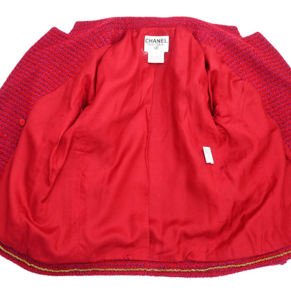 Chanel 1995 Setup Suit Jacket Skirt Red #38
