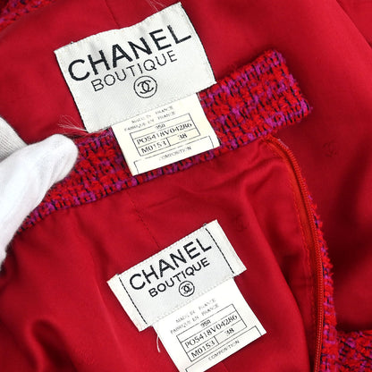 Chanel 1995 Setup Suit Jacket Skirt Red #38