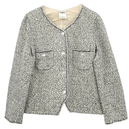 Chanel 1996 Collarless Jacket Gray #42