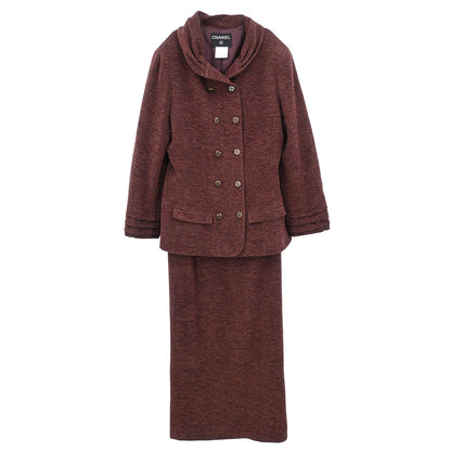 Chanel 1998 Setup Suit Jacket Skirt Brown #42
