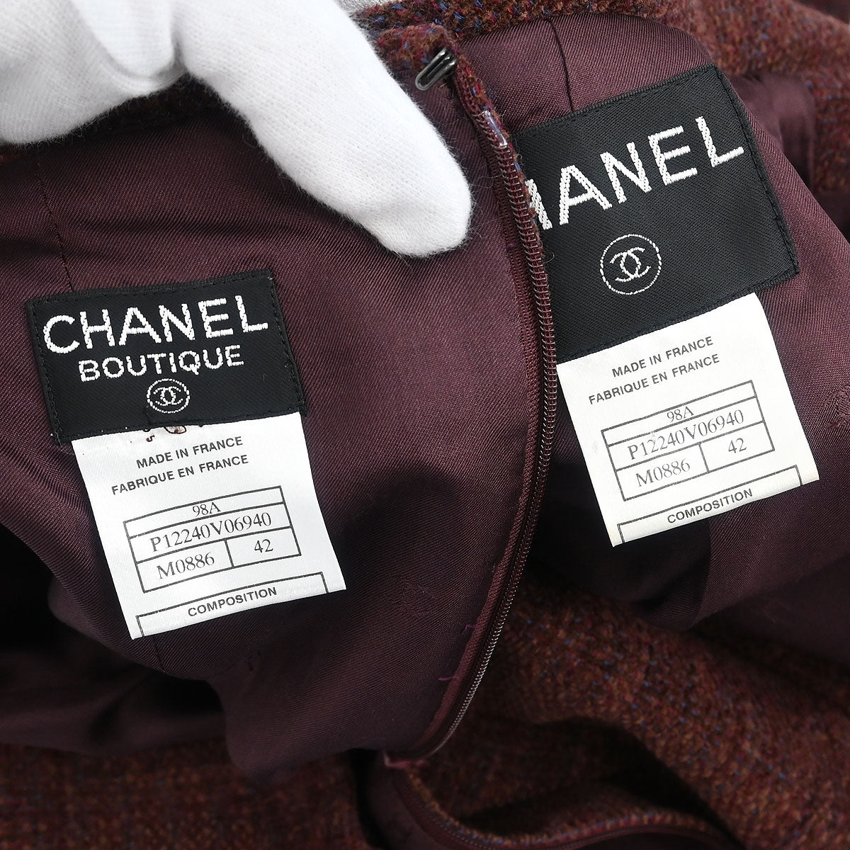 Chanel 1998 Setup Suit Jacket Skirt Brown #42