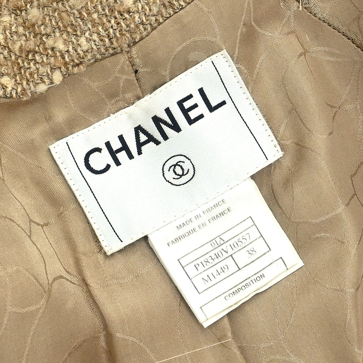 Chanel 2001 Single Breasted Coat Beige #38