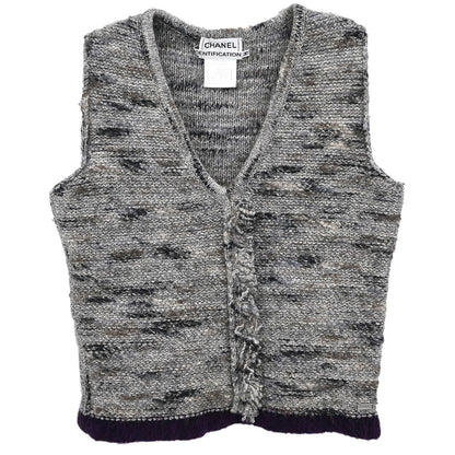 Chanel 2009 Sleeveless Jacket Vest Gray #36