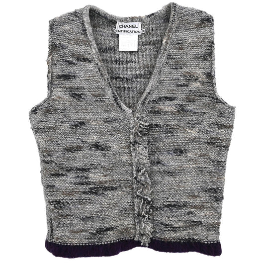 Chanel 2009 Sleeveless Jacket Vest Gray #36