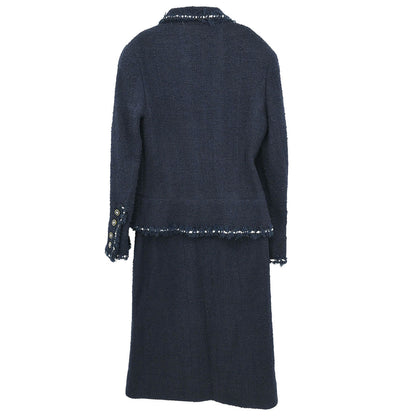 Chanel 1994 Setup Suit Jacket Skirt Navy #38
