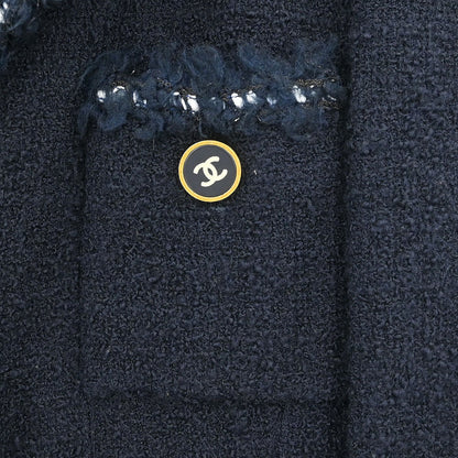 Chanel 1994 Setup Suit Jacket Skirt Navy #38